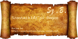 Szentmiklósi Bence névjegykártya